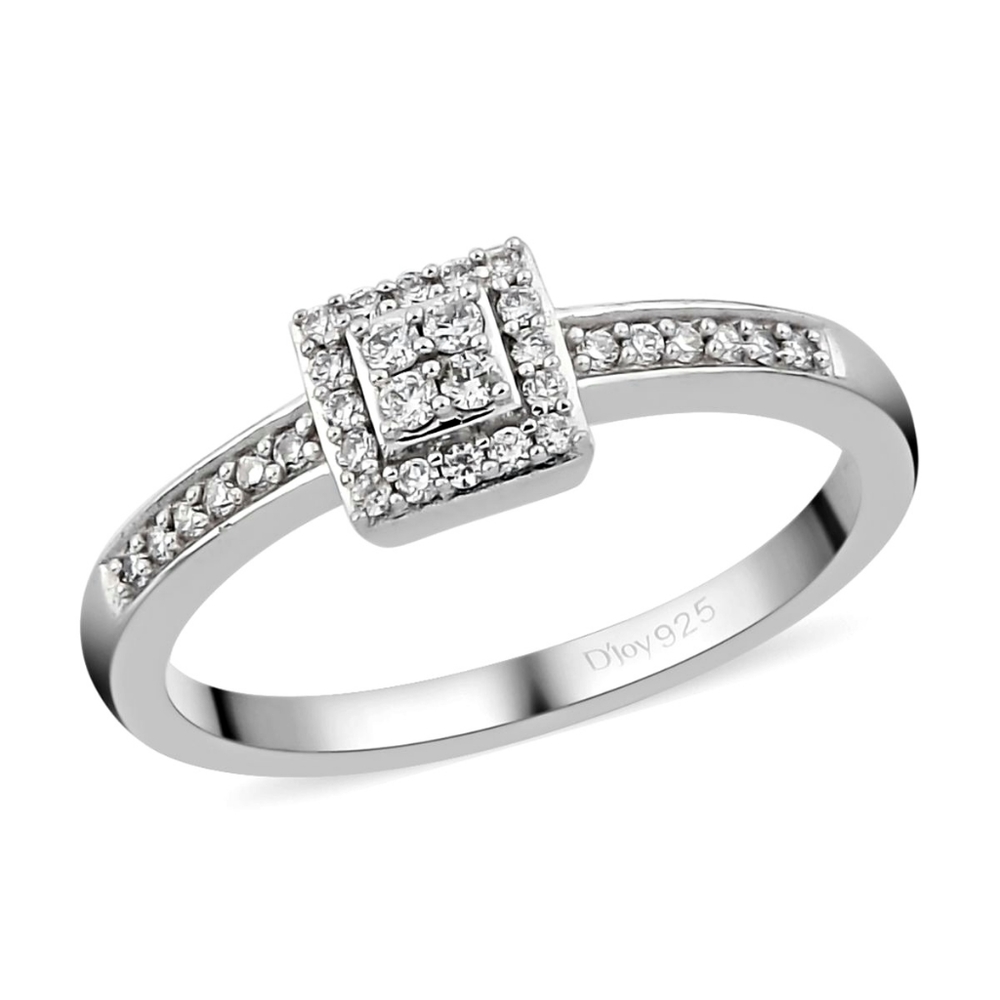 🔥PRICE DROP🔥NWT 1/4 CTW DIAMOND IN PLATINUM OVER STERLING SILVER RING SZ 8